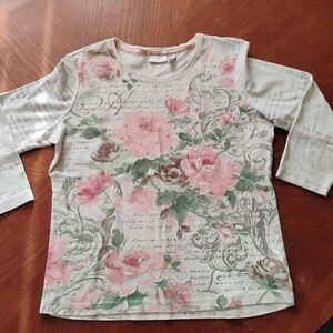 Floral Kids Top - Pink and Green - Size: Med.  0939